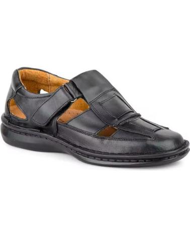 CACTUS SANDALIA DE PIEL MODELO 401 NEGRA CON CIERRE DE VELCRO NEGRO
