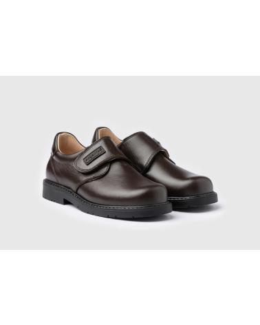ANGELITOS SAPATOS ESCOLARES CLÁSSICOS DE PELE COM VELCRO - CASTANHO MARRóN