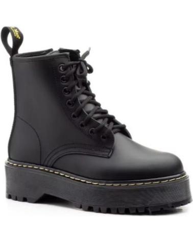 JAM STIVALI MILITARI IN PELLE NERA CON PLATEAU NEGRO