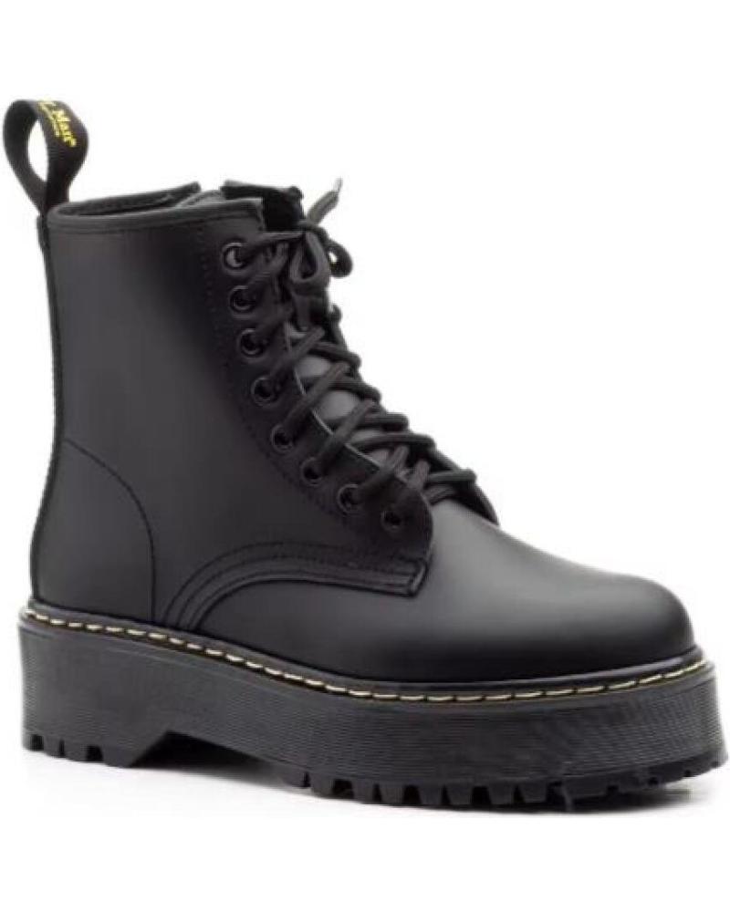 JAM STIVALI MILITARI IN PELLE NERA CON PLATEAU NEGRO