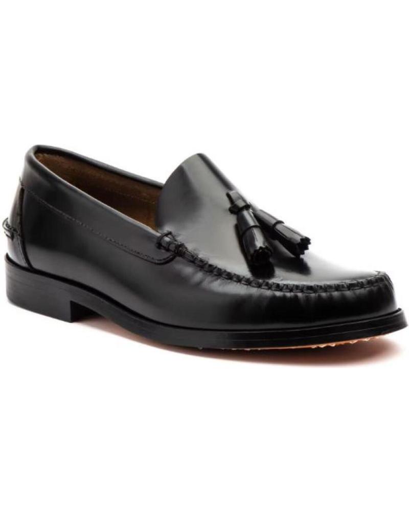 MOCASSINS EN CUIR JAM À POMPOMS ET SEMELLE CUIR - NOIR CLASSIQUE NEGRO
