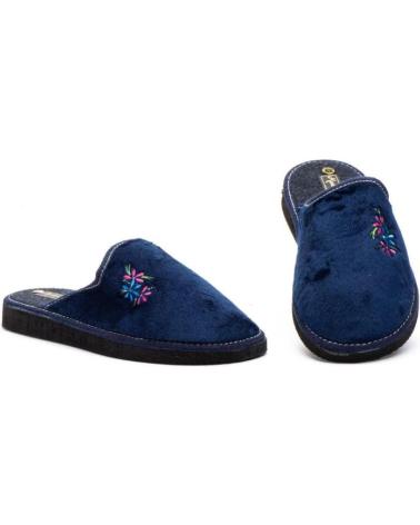 PANTOFOLE CHIUSE JAM MODELLO H CON RICAMO FLOREALE BLU AZUL