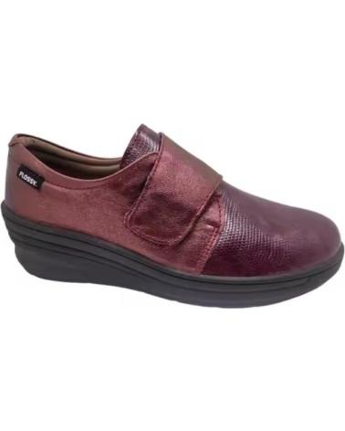 FLOSSY ZAPATOS DE CUÑA CÓMODOS MODELO 8002 TA GRANATE CON VELCRO AZUL