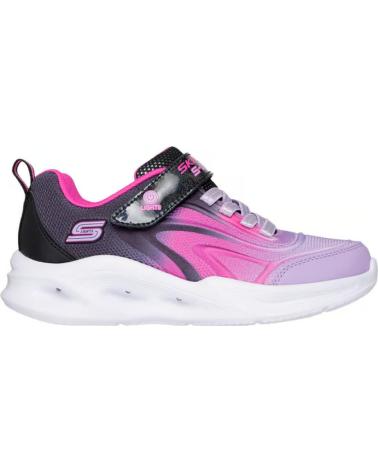 SKECHERS S-LIGHTS SOLA GLOW NOIR VIOLET ROSE LUMINEUX NEGRO