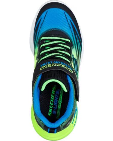 SKECHERS 400139L NOIR BLEU VERT NÉON NEGRO-AZUL