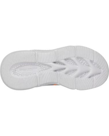 SKECHERS 401497L - ARGENT AVEC DÉTAILS ORANGES, SEMELLE LUMINEUSE ET FERMETURE ADHÉRENTE PLATEADO