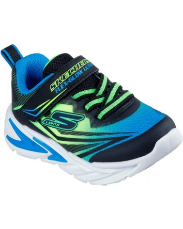 SKECHERS S LIGHTS FLEX-GLOW ULTRA - SCHWARZ MIT LED-LICHTERN UND KLETTVERSCHLUSS NEGRO