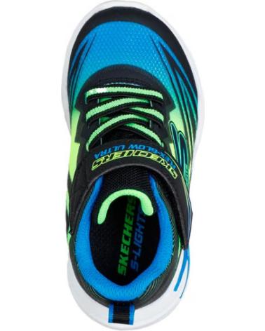SKECHERS S LIGHTS FLEX-GLOW ULTRA - SCHWARZ MIT LED-LICHTERN UND KLETTVERSCHLUSS NEGRO