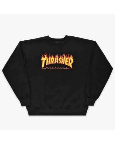 FELPA THRASHER FLAMES LOGO GIROCOLLO NERA NAN