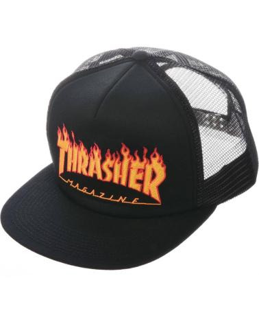 CAPPELLINO THRASHER MESH NERO CON LOGO FIAMMA RICAMATO