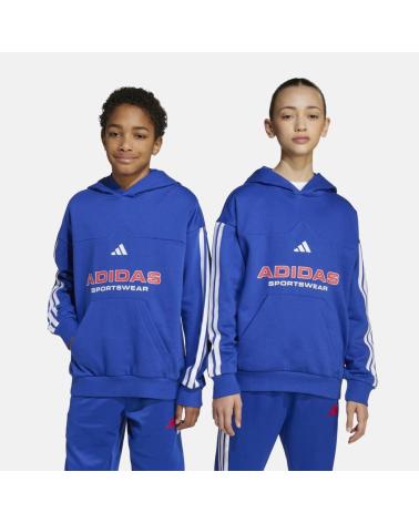 SUDADERA CON CAPUCHA ADIDAS 3 RAYAS AZUL NAN