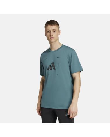 CAMISETA DEPORTIVA ADIDAS LOGO HOMBRE MANGA CORTA AZUL VERDOSO NAN