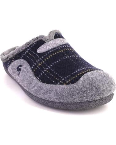GARZON 11460 470 PLAID NAVY BLUE HOUSE SLIPPERS AZUL MARINO