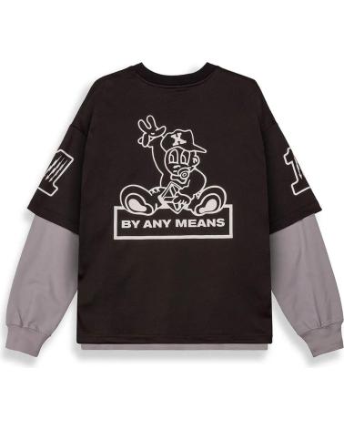 CAMISETA DE MANGA LARGA GRIMEY BLACK CON EFECTO DOBLE CAPA Y ESTAMPADO GRÁFICO BLACK