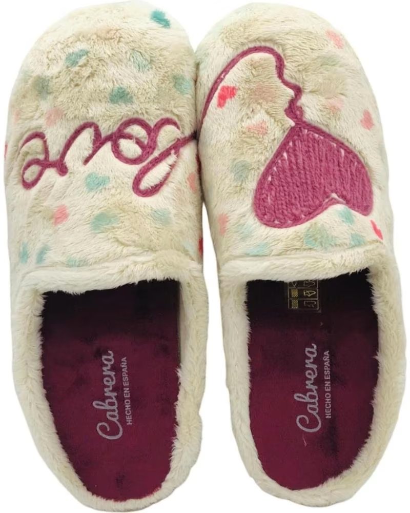 CABRERA ZAPATILLAS DE CASA 080-3210 EN BEIGE PARA MUJER MOUTBLANC MARFIL
