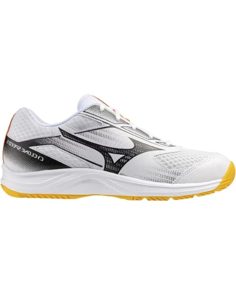 MIZUNO SCHUHE CYCLONE SPEED 5 V1GA258098 JR HANDBALL VOLLEY UNISEX WEISS WHITE-FIERY CORAL 2-CITRUS BLANCO