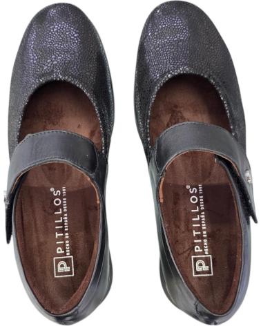 PITILLOS SAPATILHAS MARY JANE ESPORTIVAS EM COURO 10712 PRETO NEGRO