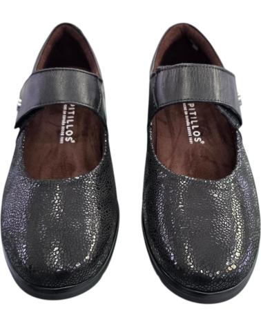 PITILLOS SAPATILHAS MARY JANE ESPORTIVAS EM COURO 10712 PRETO NEGRO
