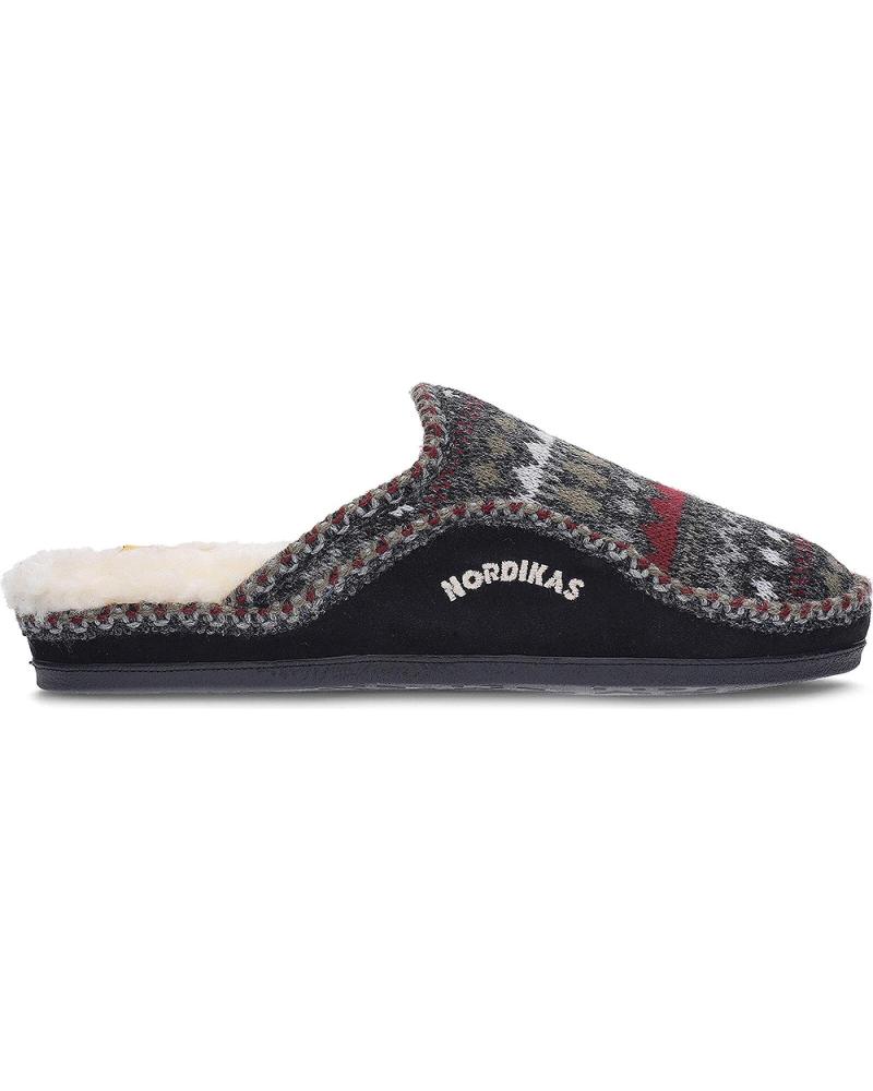 NORDIKAS CLASSIC 2502 DEER PATTERN BLACK HOUSE SLIPPERS NEGRO2