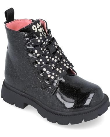 STIVALI GARVALIN MATILDE VERNICE NERA 251340 CON LACCI E CERNIERA NEGRO
