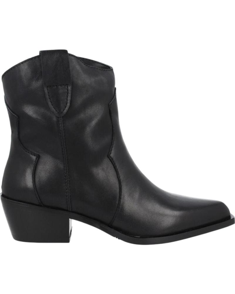 ITSE DALLAS BLACK LEATHER COWBOY ANKLE BOOTS NEGRO