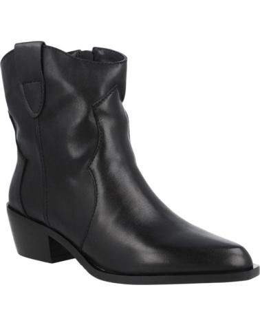 ITSE DALLAS BLACK LEATHER COWBOY ANKLE BOOTS NEGRO