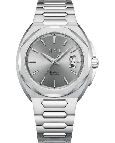 OROLOGIO DA POLSO NYI FLATIRON CON QUADRANTE GRIGIO E BRACCIALE IN ACCIAIO INOSSIDABILE