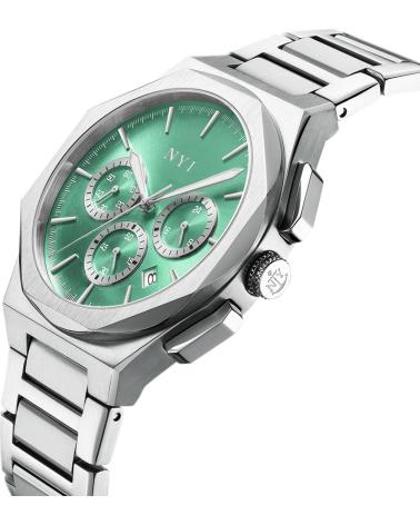 OROLOGIO CRONOGRAFO NYI JAYDEN CON QUADRANTE ACQUAMARINA E BRACCIALE IN ACCIAIO OROLOGIO CRONOGRAFO NYI JAYDEN CON QUADRANTE ACQUAMARINA E BRACCIALE IN ACCIAIO