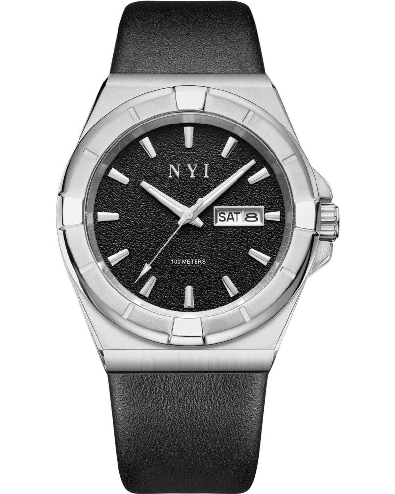 OROLOGIO NYI YORK CON QUADRANTE NERO E CINTURINO IN PELLE OROLOGIO NYI YORK CON QUADRANTE NERO E CINTURINO IN PELLE