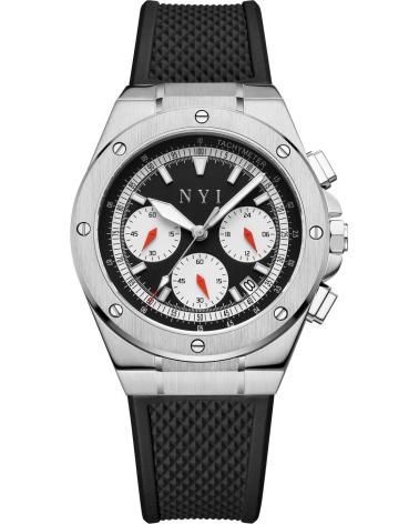 OROLOGIO CRONOGRAFO NYI WILLIAM CON QUADRANTE NERO E CINTURINO IN SILICONE