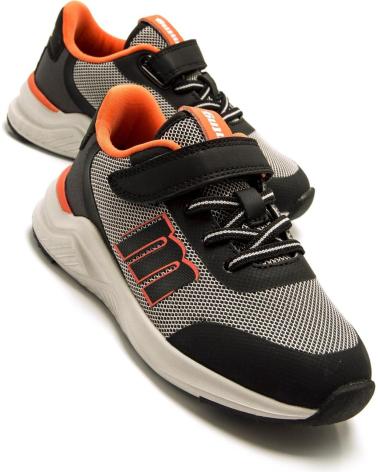 TÊNIS CASUAL MTNG PARA MENINA PRETO E CINZA COM DETALHES LARANJA GRIS