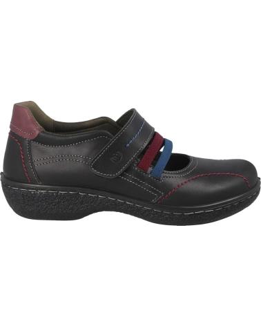 LAURA AZAÑA BLACK LEATHER SHOE WITH VELCRO AND ELASTIC STRAPS NEGRO