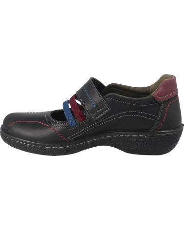 LAURA AZAÑA BLACK LEATHER SHOE WITH VELCRO AND ELASTIC STRAPS NEGRO