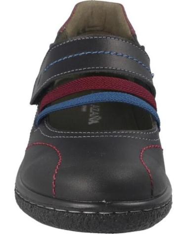 LAURA AZAÑA BLACK LEATHER SHOE WITH VELCRO AND ELASTIC STRAPS NEGRO