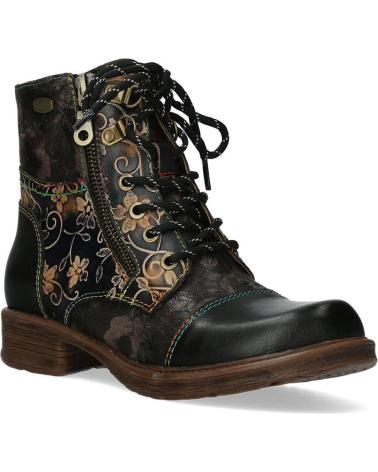 LAURA VITA ANITAO 06 BLACK FLORAL ANKLE BOOTS NEGRO