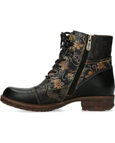 LAURA VITA ANITAO 06 BLACK FLORAL ANKLE BOOTS NEGRO