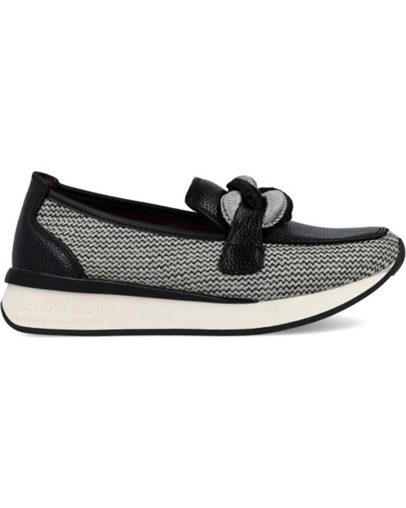 MOCASINES THE HAPPY MONK VANITY-011 NEGROS CON DETALLE DE CADENA NEGRO