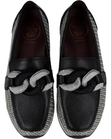 MOCASINES THE HAPPY MONK VANITY-011 NEGROS CON DETALLE DE CADENA NEGRO