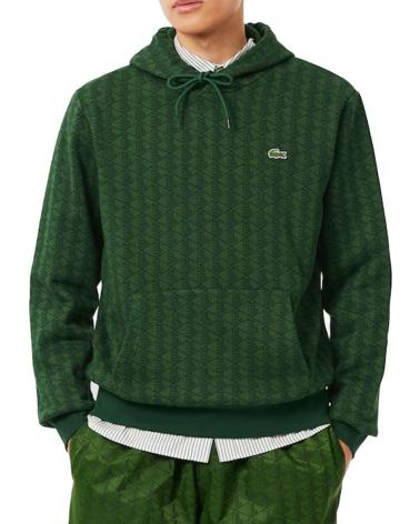 SUDADERA CON CAPUCHA LACOSTE CON ESTAMPADO MONOGRAMA VERDE NAN