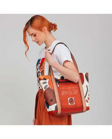 MALA TOTE ANEKKE ALMA COURO 40712-272 - DESIGN EXCLUSIVO ESTAMPADO MARROM MARRON