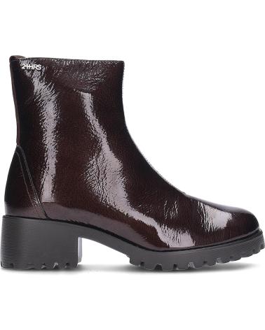 24 HORAS ROCK PATENT LEATHER BLOCK HEEL ANKLE BOOTS BROWN 26569 MARRóN