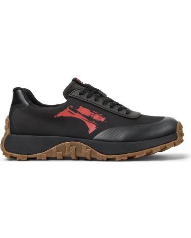 CAMPER DRIFT TRAIL K101077-001 BLACK SNEAKERS WITH RED EMBLEM AND CARAMEL SOLE NEGRO