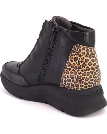 PITILLOS 10754 - BLACK LEATHER ANKLE BOOTS WITH ANIMAL PRINT DETAIL NEGRO