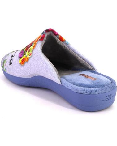 DEVALVERDE 1175 BLUE SLIPPERS WITH FLORAL TREE DESIGN AZUL