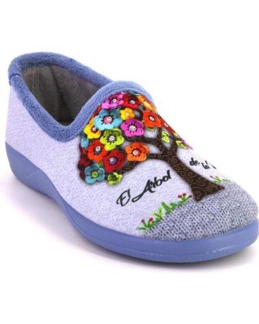 DEVALVERDE 1192 HAUSSCHUHE BLAU MIT BLUMENBAUM-DESIGN AZUL