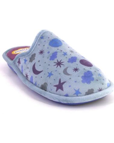 OFFENE HAUSSCHUHE COSDAM 4665 BLAU MIT STERNEN-/MONDENMUSTER AZUL