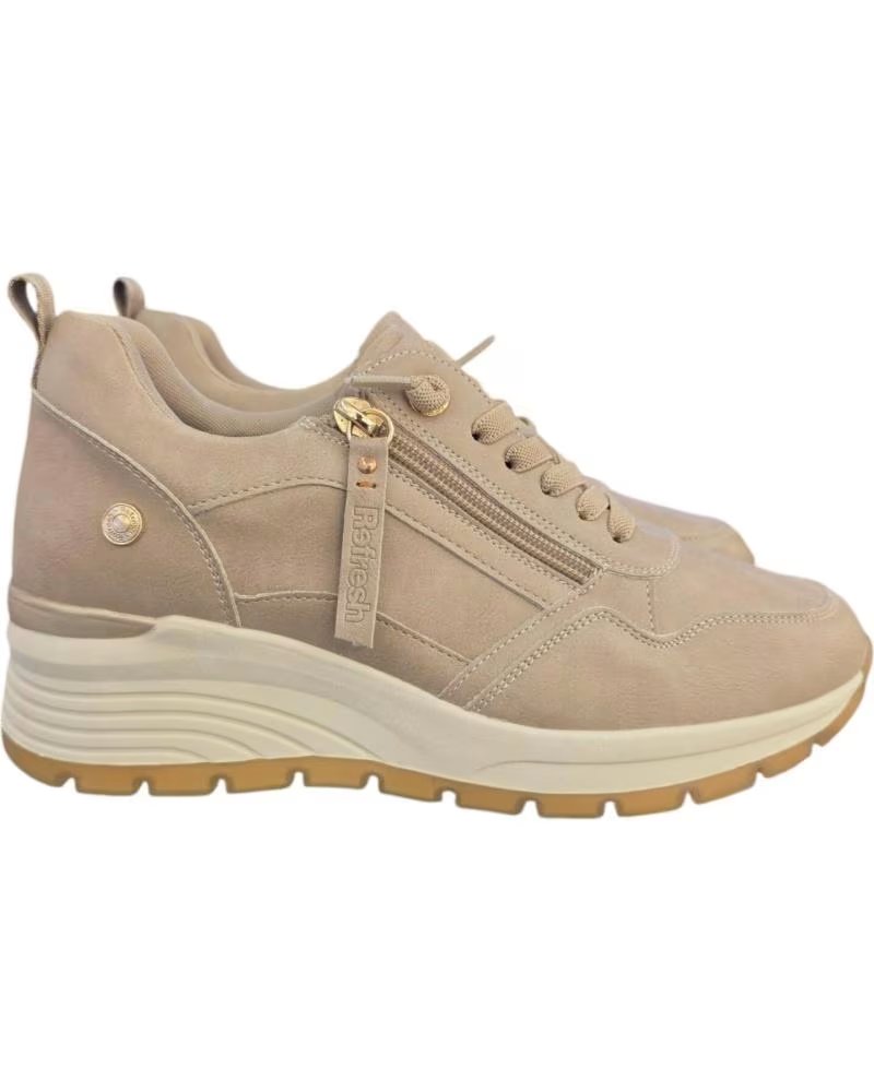 SNEAKERS REFRESH 172938 CON ZEPPA E ZIP LATERALE DA DONNA BEIGE