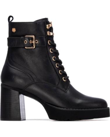 CARMELA 162687 BLACK LEATHER ANKLE BOOT WITH HEEL AND PLATFORM NEGRO