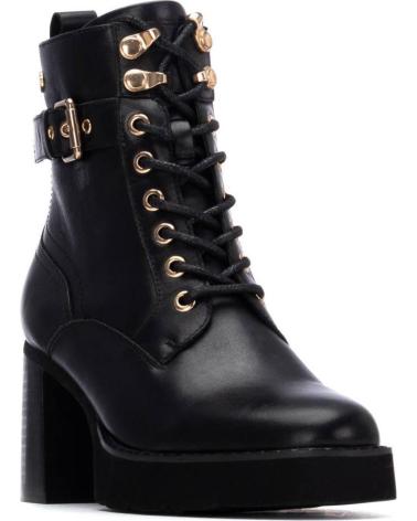 CARMELA 162687 BLACK LEATHER ANKLE BOOT WITH HEEL AND PLATFORM NEGRO
