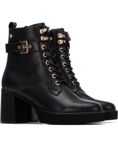 CARMELA 162687 BLACK LEATHER ANKLE BOOT WITH HEEL AND PLATFORM NEGRO